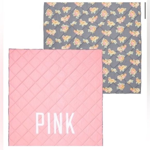 NEW VS PINK FLORAL DORM REVERSIBLE COMFORTER TWIN - Picture 1 of 9